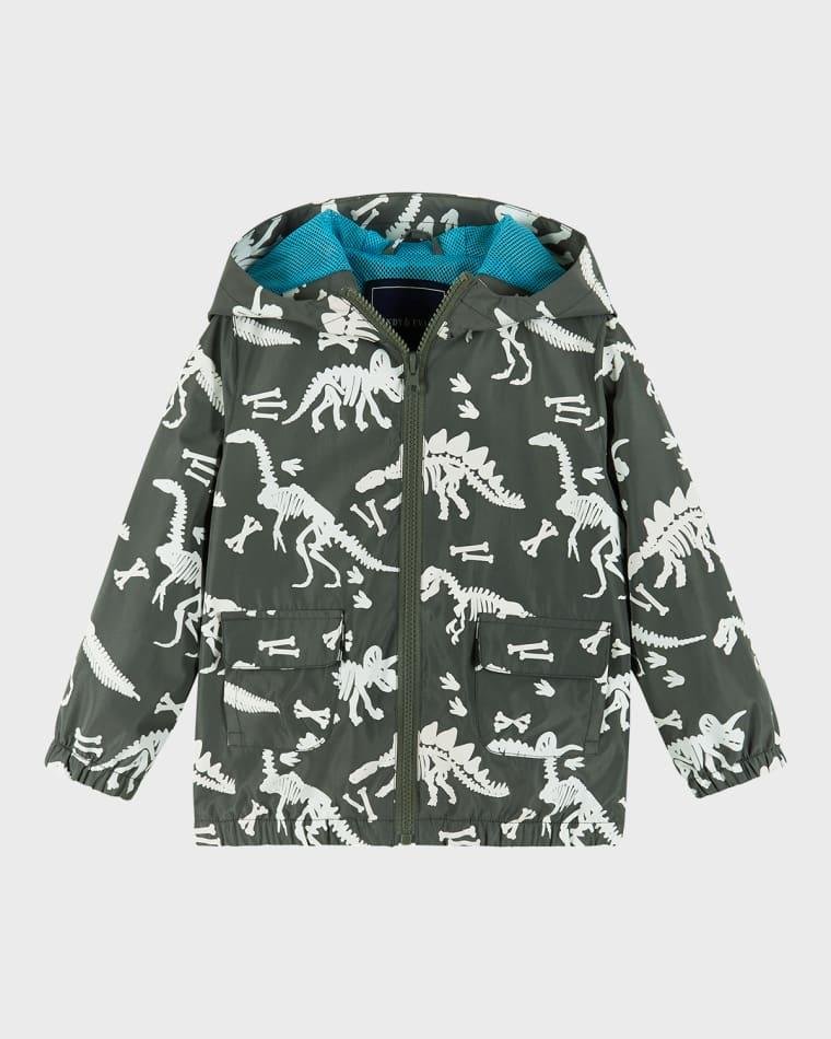 Boy's Dinosaur-Print Raincoat, Size 2T-8 by ANDY&EVAN