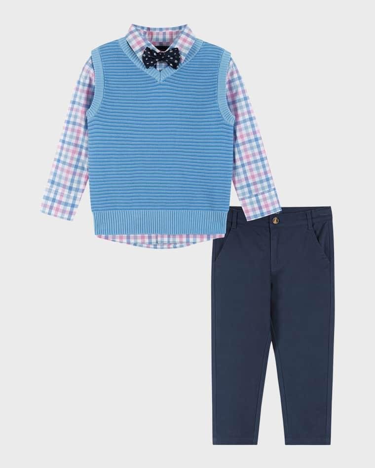 Boy's Four-Piece Sweater Vest Set, Size 2T-8 by ANDY&EVAN