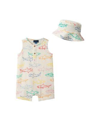 Boys' Henley Romper & Hat Set - Baby by ANDY&EVAN