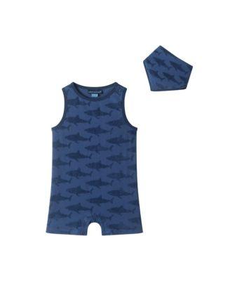 Boys' Reverse Jacquard Romper & Bib Set - Baby by ANDY&EVAN