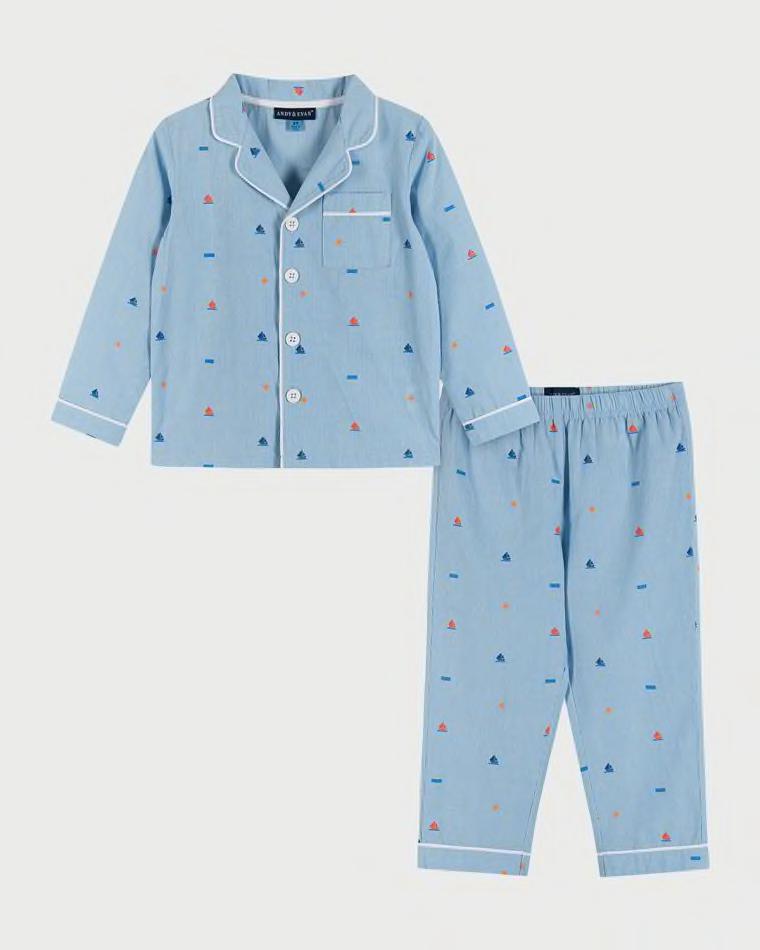 Boy's Sailboat-Print PJ Set, Size 2T-6X by ANDY&EVAN