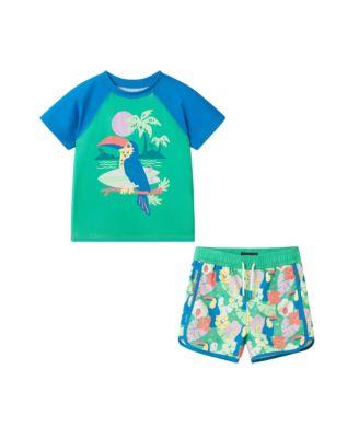 Boys' Short Sleeve Blue Toucan Rashguard Set - Little Kid by ANDY&EVAN