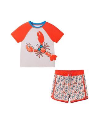 Boys' Short Sleeve Orange Lobster Rashguard Set - Little Kid by ANDY&EVAN