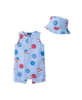 Boys' Sleeveless Henley Romper & Hat Set - Baby by ANDY&EVAN