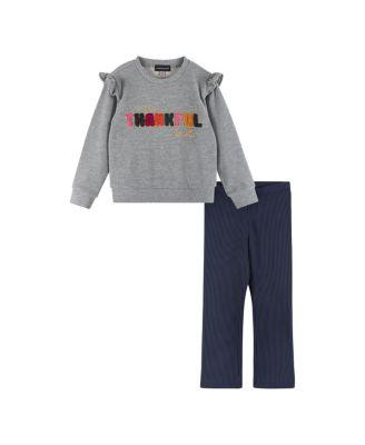 Crewneck Sweater w/Embossed Glitter Lettering & Legging Set - Little Kid by ANDY&EVAN