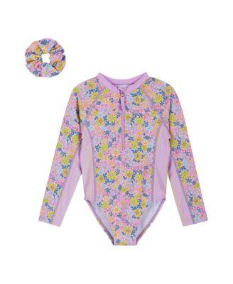 Girls' One Piece Rashguard with Scrunchie - Little Kid by ANDY&EVAN