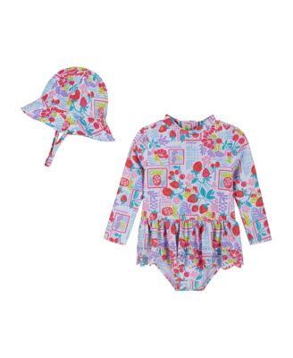 Girls One Piece Ruffle Swimsuit with Headband - Baby by ANDY&EVAN