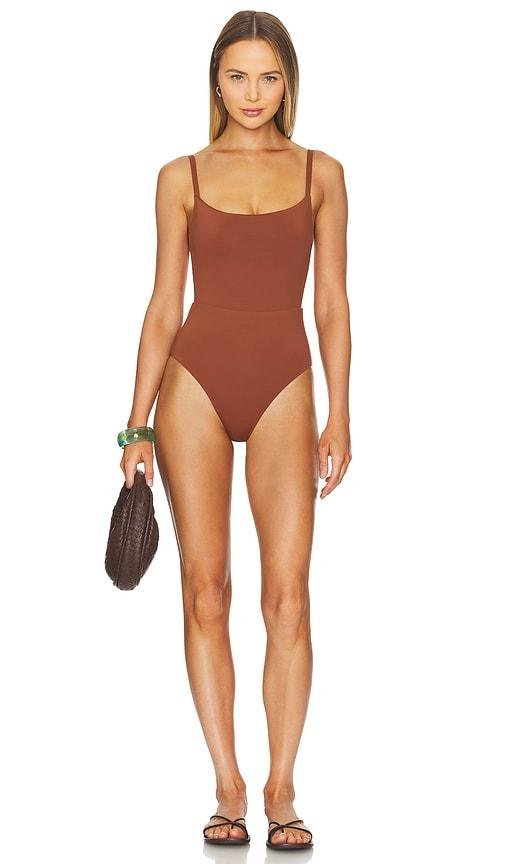 Anemos The Square Neck One Piece in Brown by ANEMOS