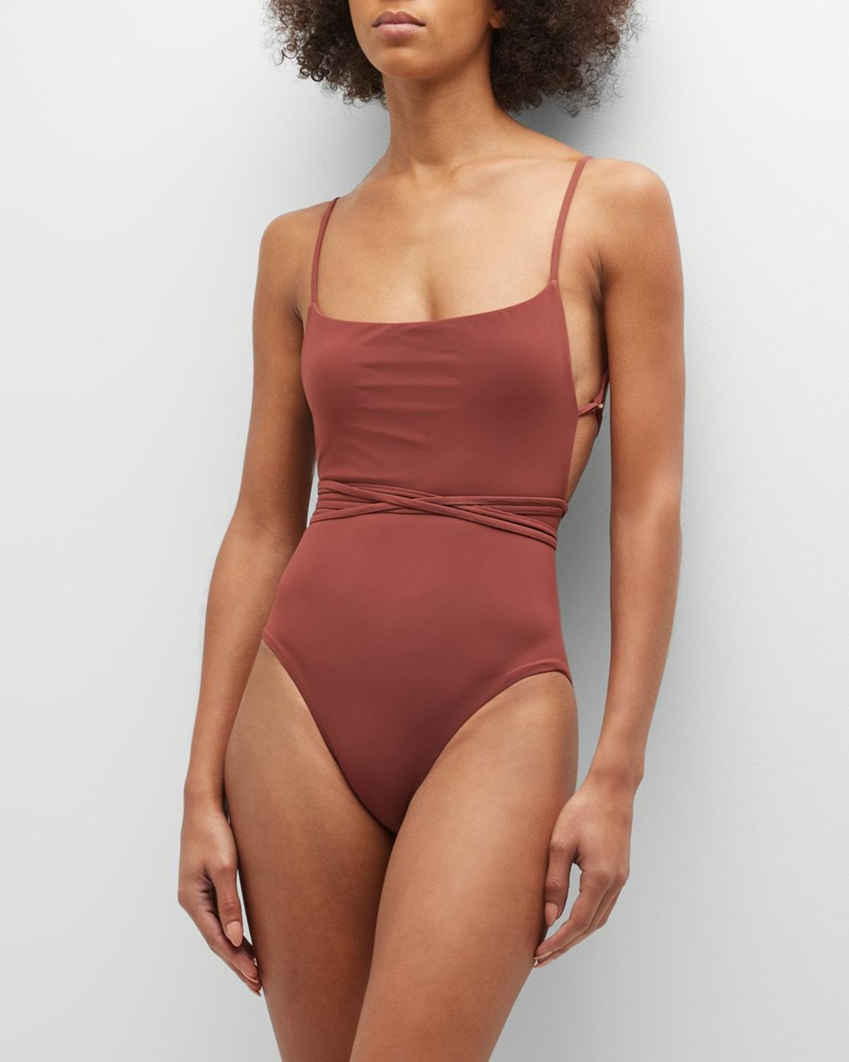 The K.M. Tie Cheeky One-Piece Swimsuit by ANEMOS