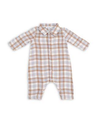 Boys' Western Plaid Long Sleeved Polo Button Down Romper - Baby by ANGEL DEAR
