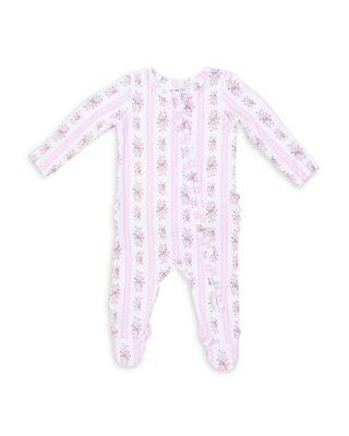 Girls' Bella Rose Striped 2 Way Ruffled Back Zipper Footie - Baby by ANGEL DEAR