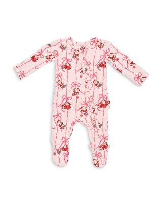 Girls' Bows & Santa 2 Way Ruffled Back Zipper Footie - Baby by ANGEL DEAR