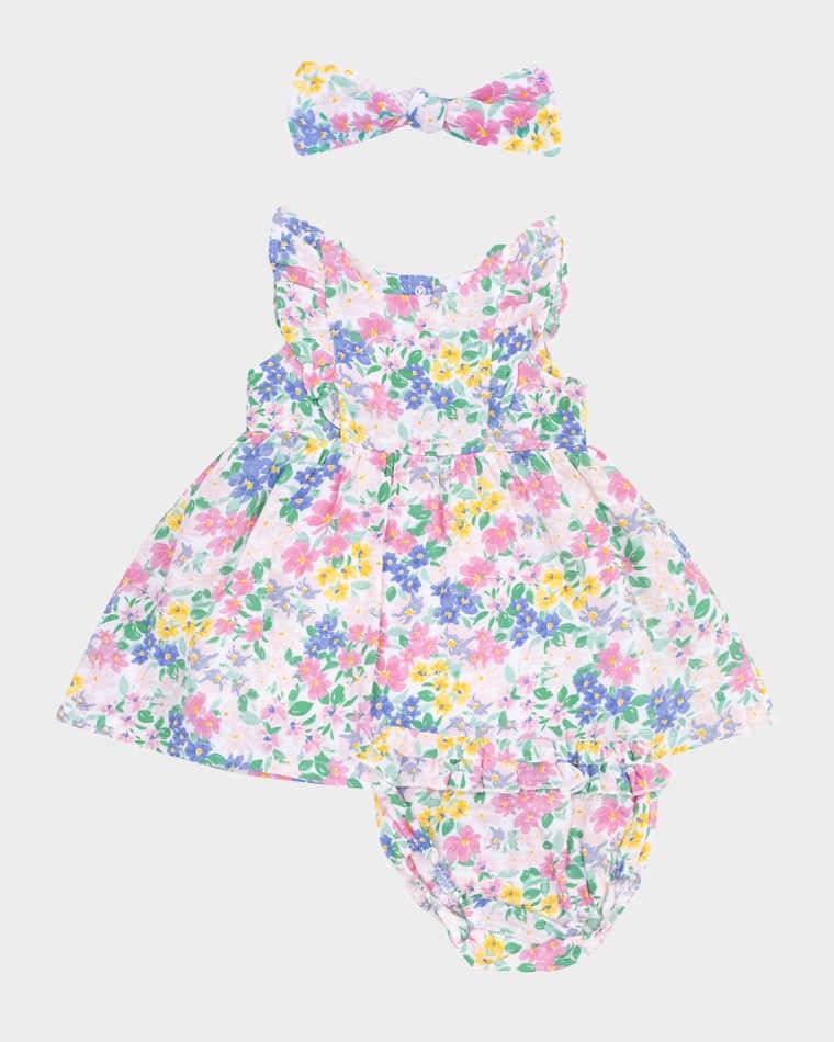 Girl's Emma Floral-Print Ruffle Dress W/ Bloomers & Headband, Size 6M-24M by ANGEL DEAR Girl's Emma Floral-Print Ruffle Dress W/ Bloomers & Headband, Size 6M-24M by ANGEL DEAR