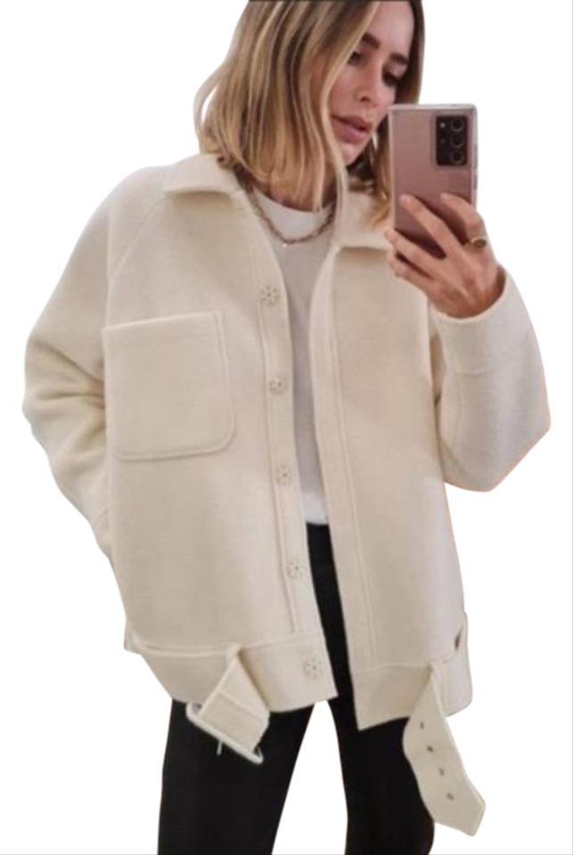 ANINE BING Cream Jaden Ivory Tie Oversized Jacket by ANINE BING