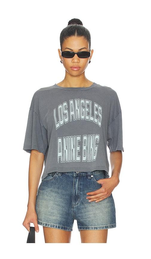 ANINE BING Johnny Cropped Tee in Grey by ANINE BING