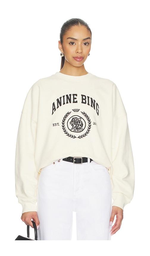ANINE BING Miles Collegiate Sweatshirt in Cream by ANINE BING