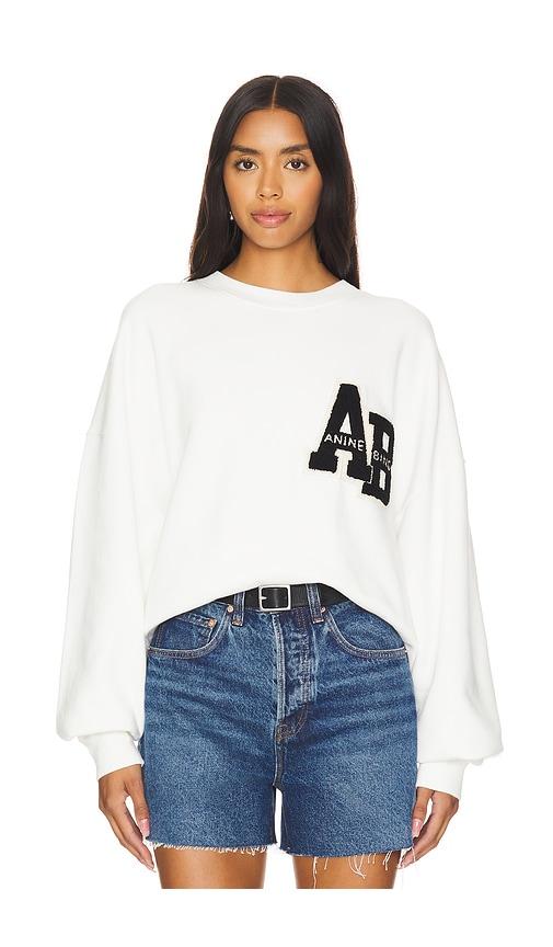 ANINE BING Miles Letterman Sweatshirt in White by ANINE BING