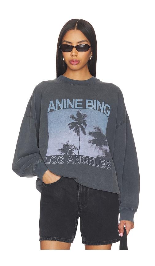 ANINE BING Miles Palms Sweatshirt in Charcoal by ANINE BING