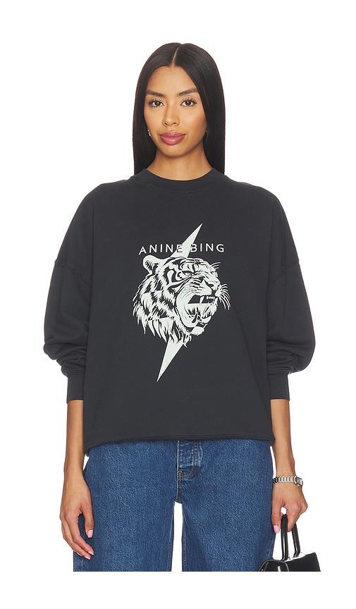 ANINE BING Miles Tiger Sweatshirt in Black by ANINE BING
