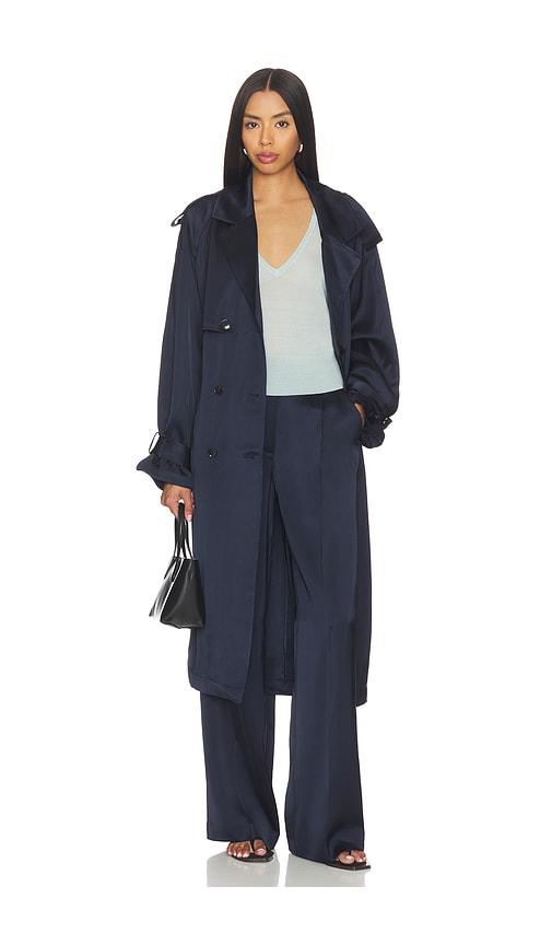 ANINE BING Rickie Maxi Trench in Navy by ANINE BING
