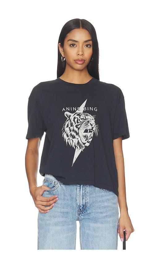ANINE BING Walker Tiger Tee in Black by ANINE BING