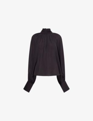 Anne High-Neck Collar Woven Top by ANINE BING