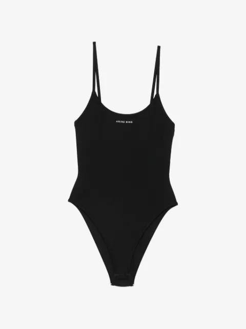 Barbara logo-print scoop-neck bodysuit by ANINE BING