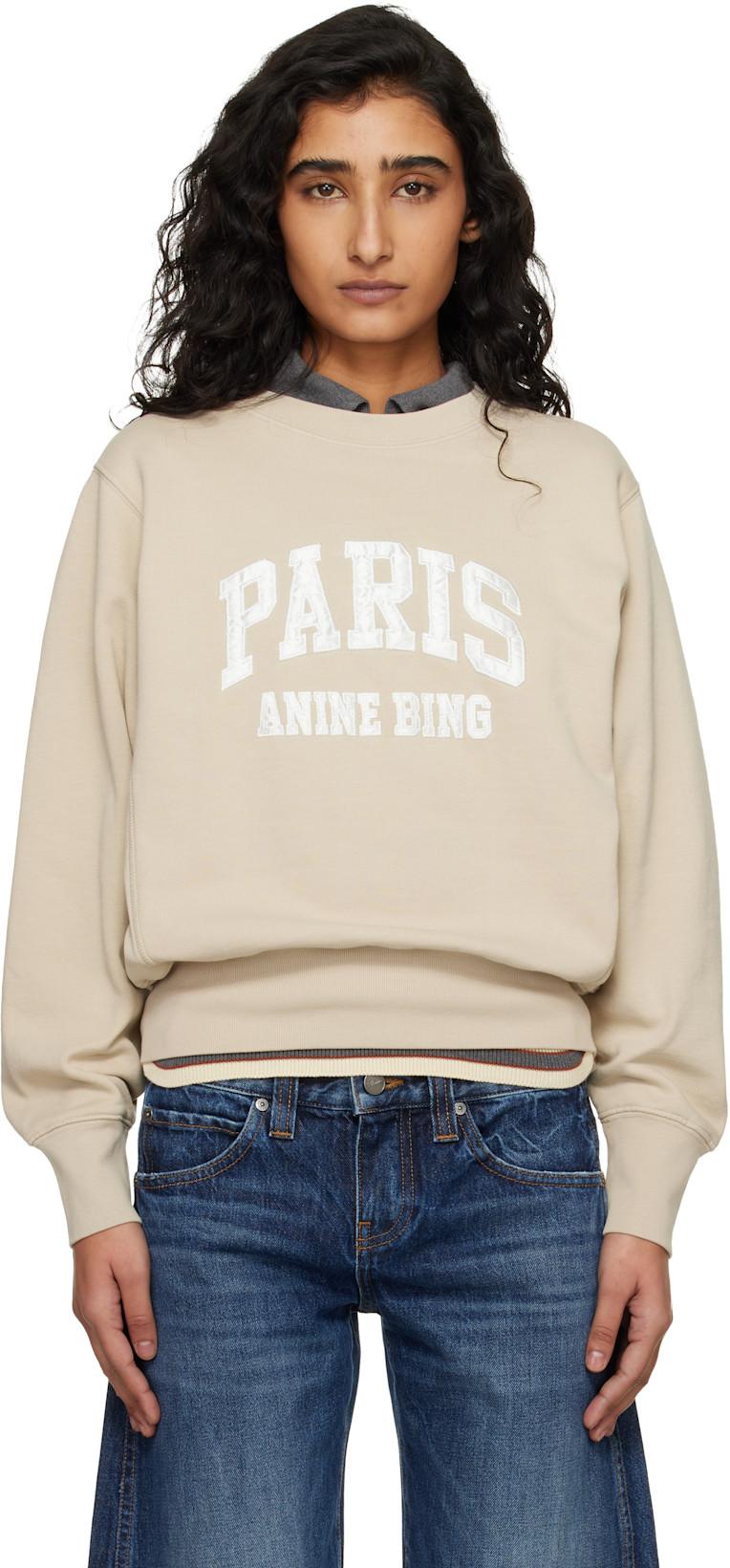 Beige Harry Shrunken Paris Sweatshirt by ANINE BING