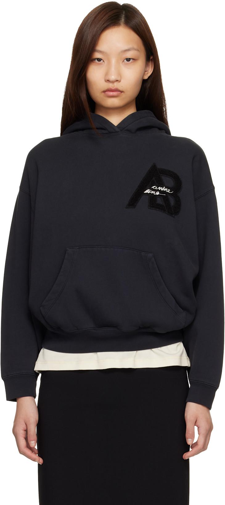 Black Jaci Letterman Hoodie by ANINE BING