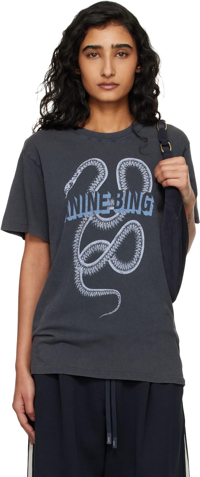 Black Lili Snake T-shirt by ANINE BING