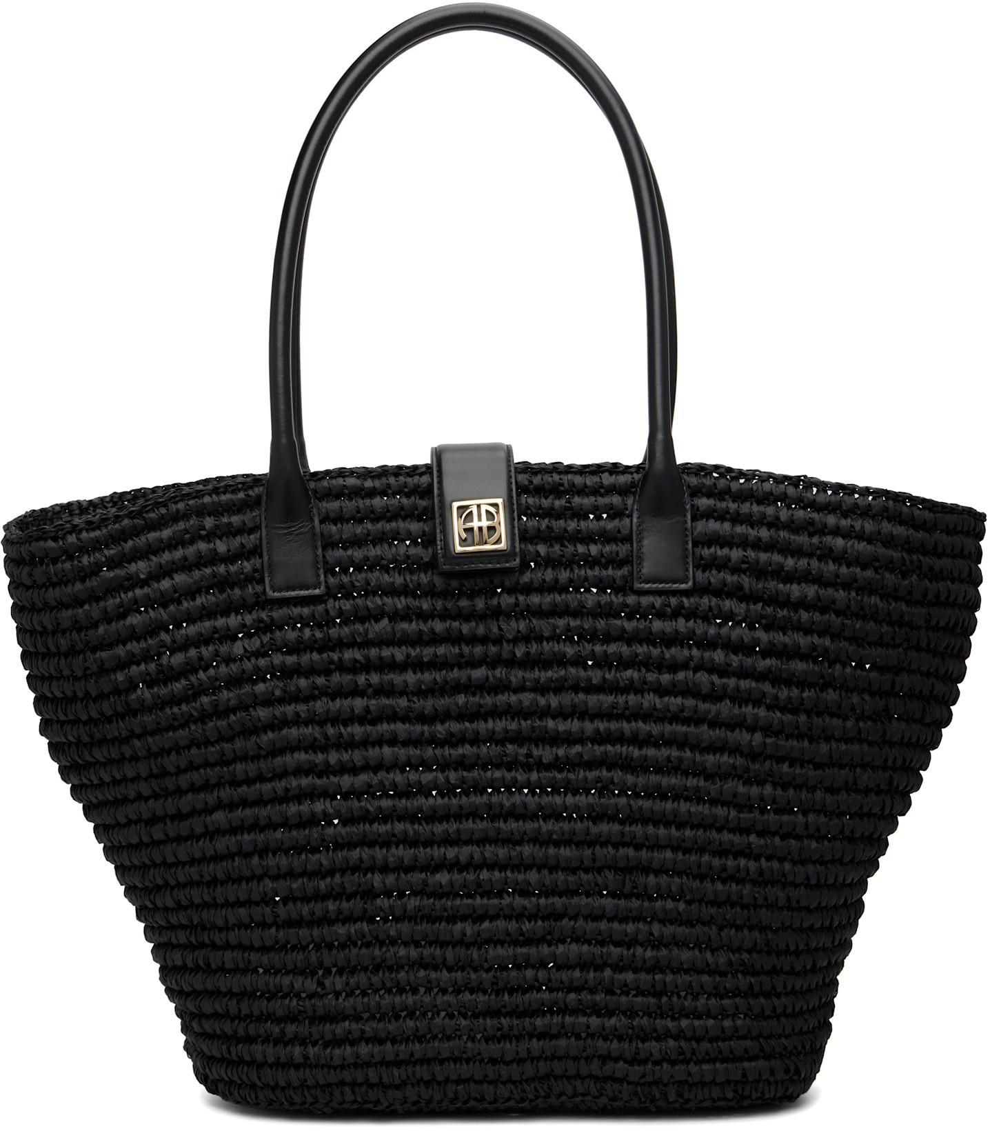 Black Lou Monogram Tote by ANINE BING