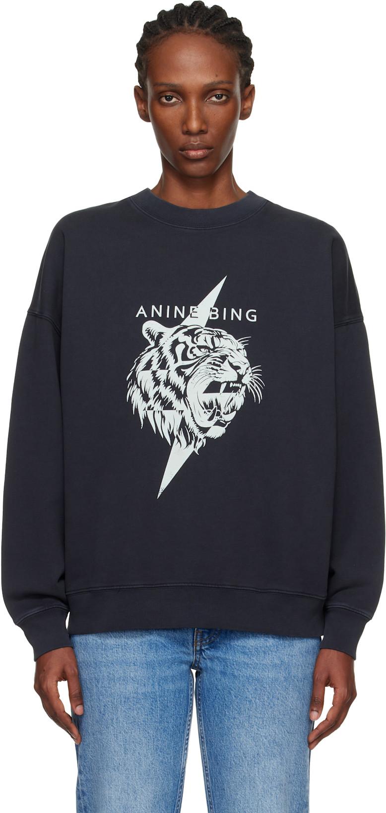 Black Miles Tiger Sweatshirt by ANINE BING