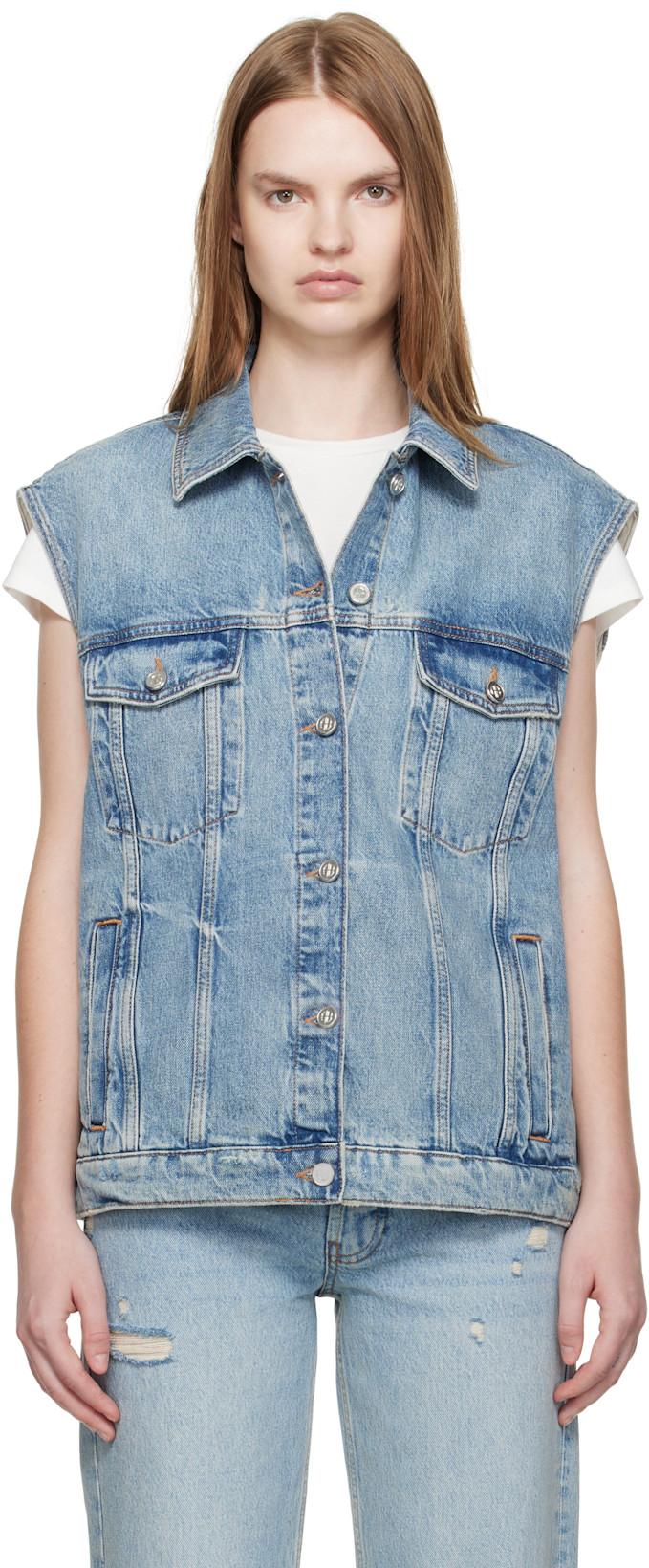 Blue Rory Denim Vest by ANINE BING
