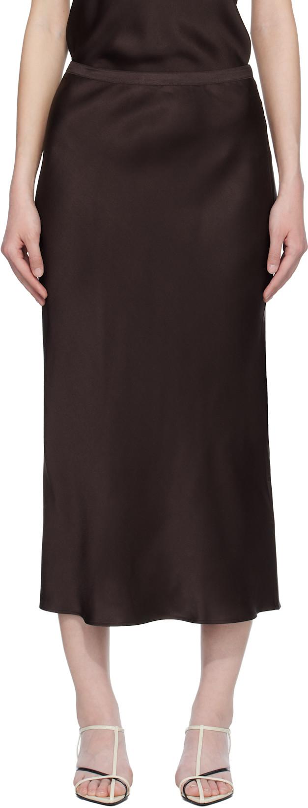 Brown Bar Silk Midi Skirt by ANINE BING
