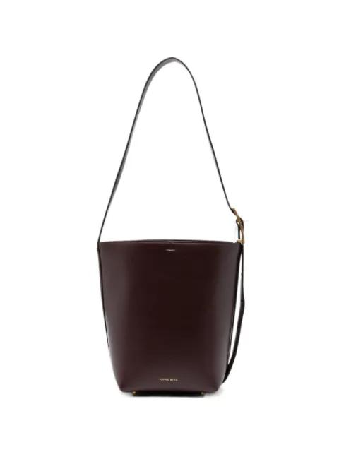 Elly medium bucket bag grained leather - fig by ANINE BING