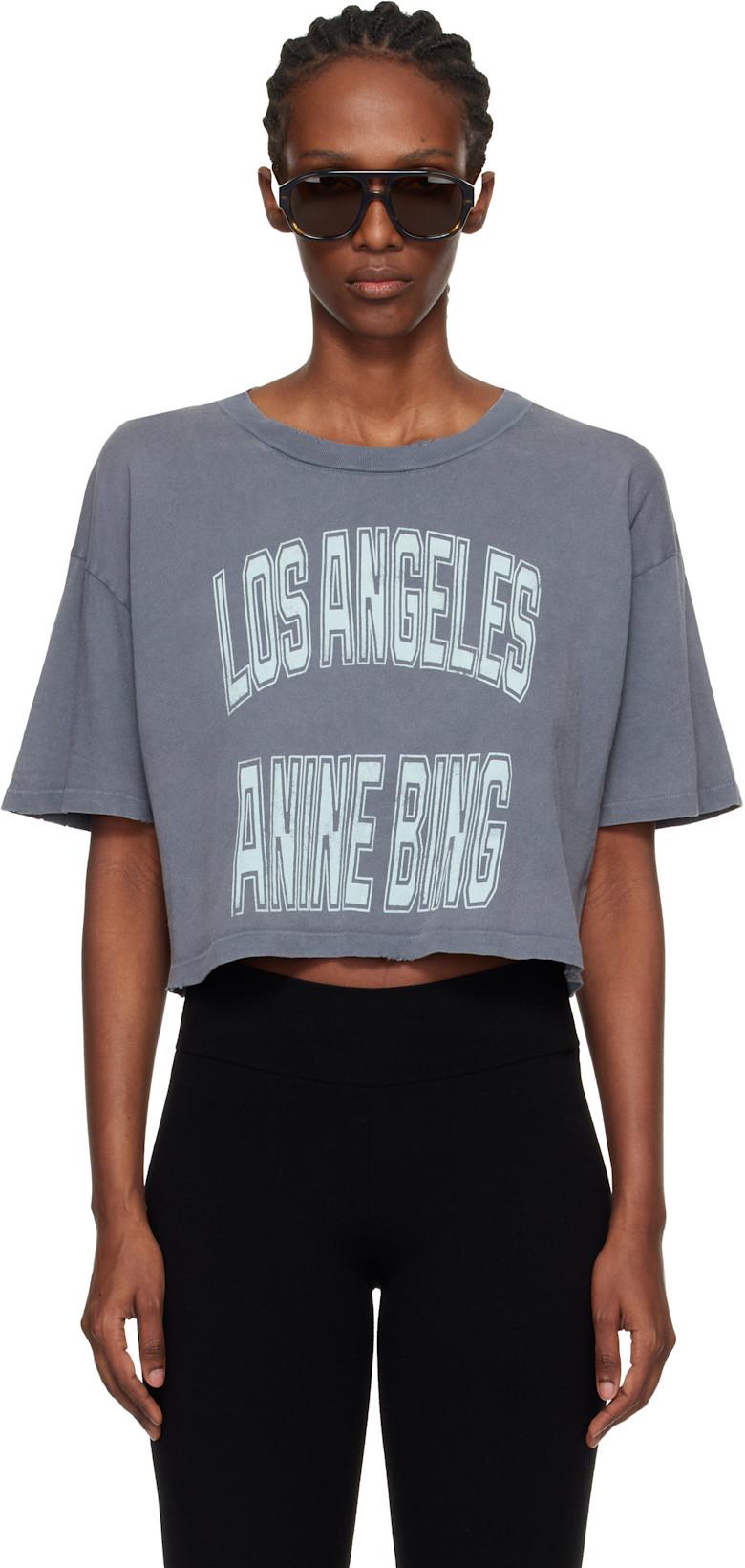 Gray Johnny Cropped T-shirt by ANINE BING