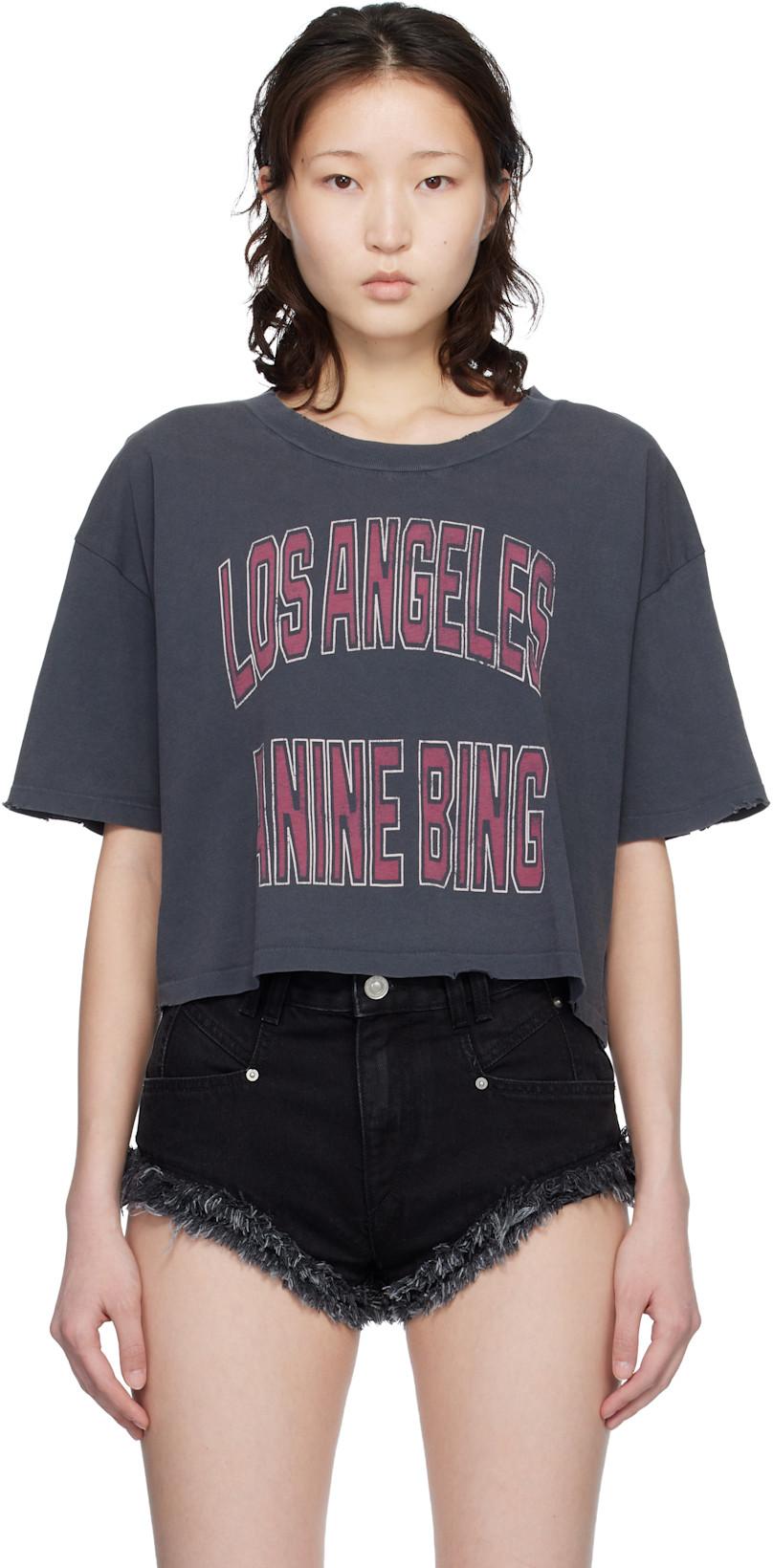 Gray Johnny Cropped T-shirt by ANINE BING