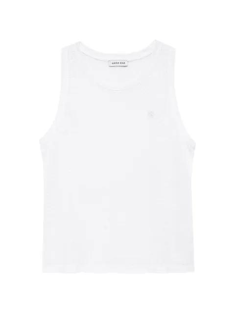 Juliann logo-embroidered linen tank top by ANINE BING