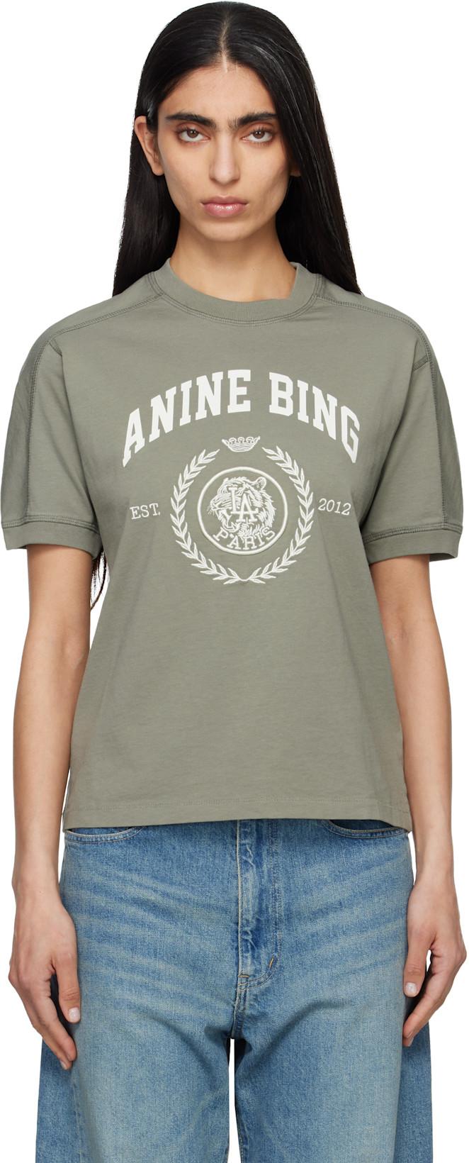 Khaki Jaylin Collegiate T-shirt by ANINE BING