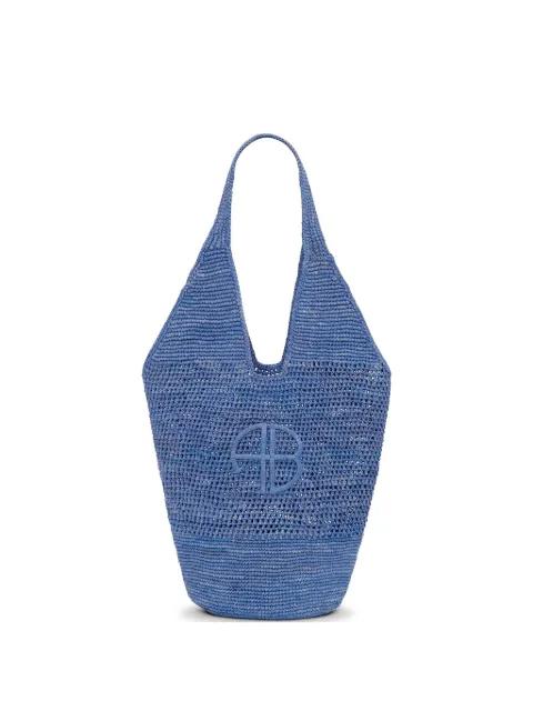 Leah logo raffia tote bag by ANINE BING