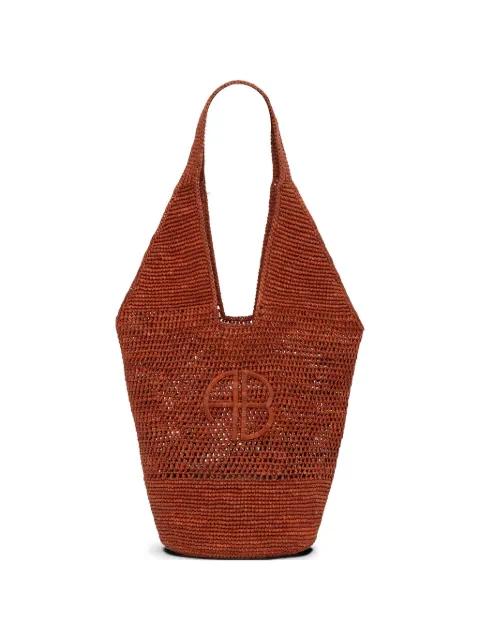 Leah logo raffia tote bag by ANINE BING