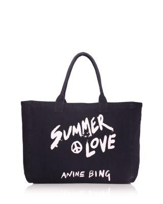 Leo Large Black Denim Canvas Tote Bag by ANINE BING