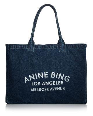 Leo Large Logo Denim Tote Bag by ANINE BING