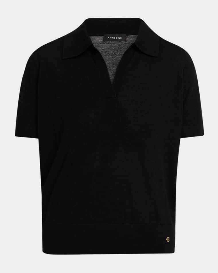 Moni Cashmere-Blend Polo Sweater by ANINE BING