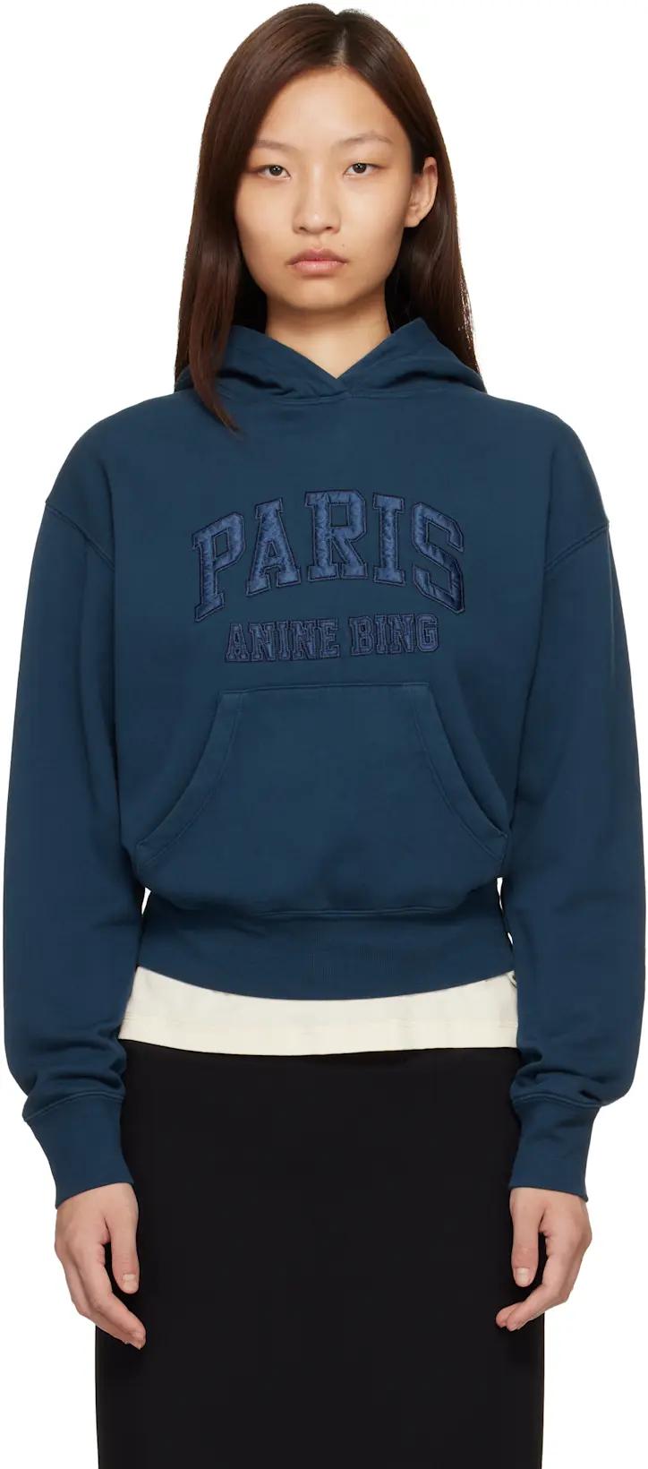 Navy Debbie Shrunken 'Paris' Hoodie by ANINE BING