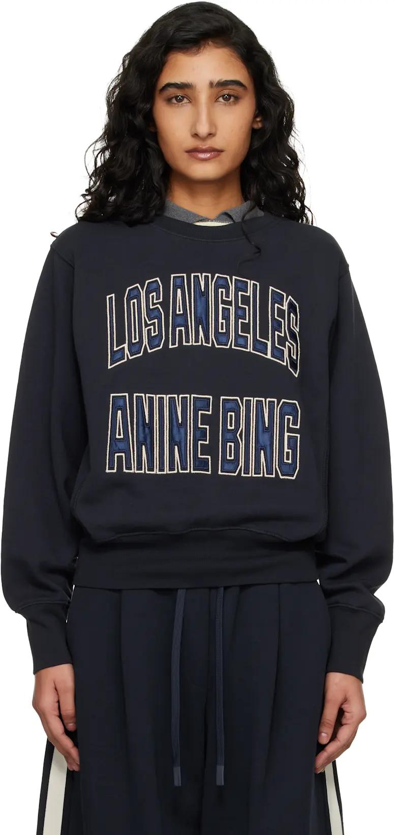 Navy Harry Shrunken Sweatshirt by ANINE BING