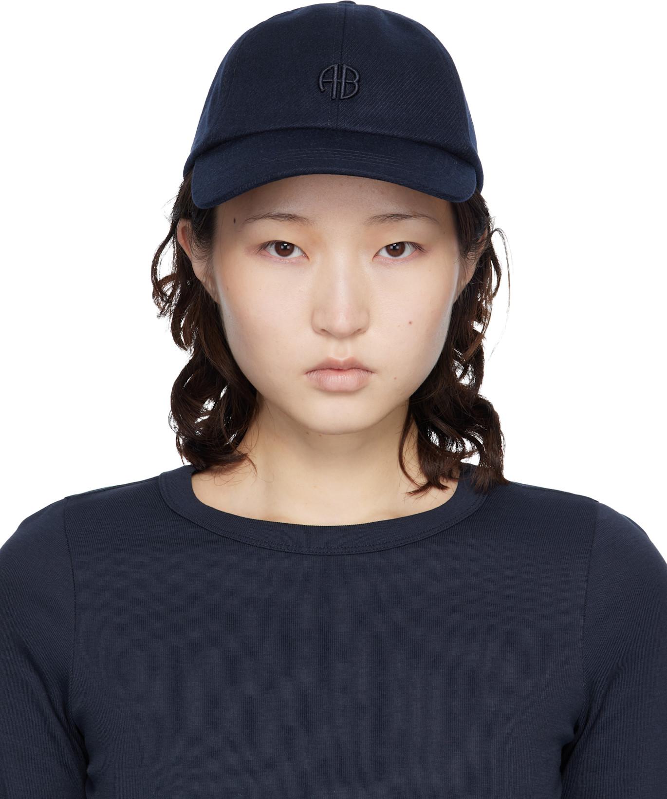 Navy Wool Jeremy Baseball Cap by ANINE BING