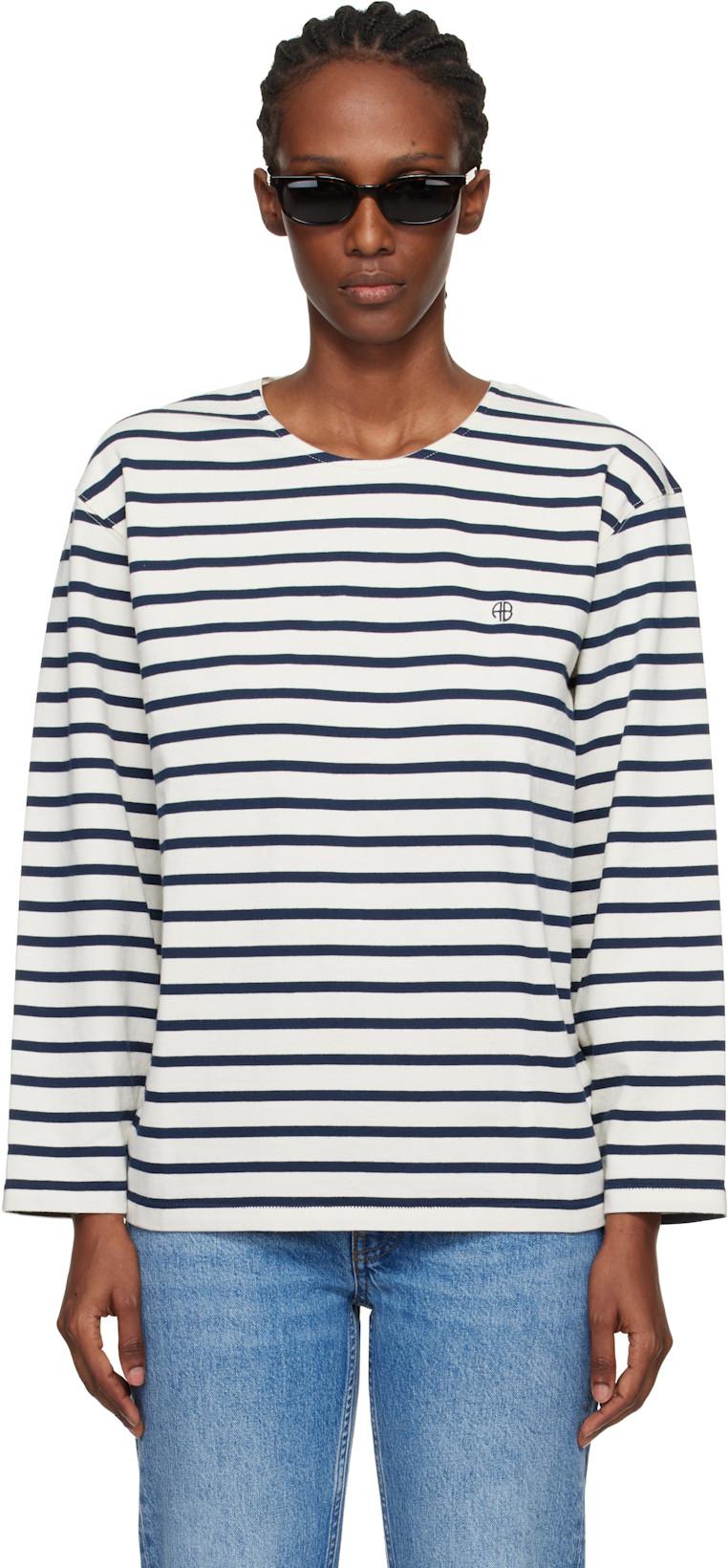 Off-White & Navy Newton T-shirt by ANINE BING