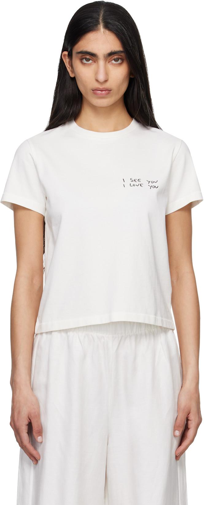 White Shelley 'I See You I Love You' T-shirt by ANINE BING