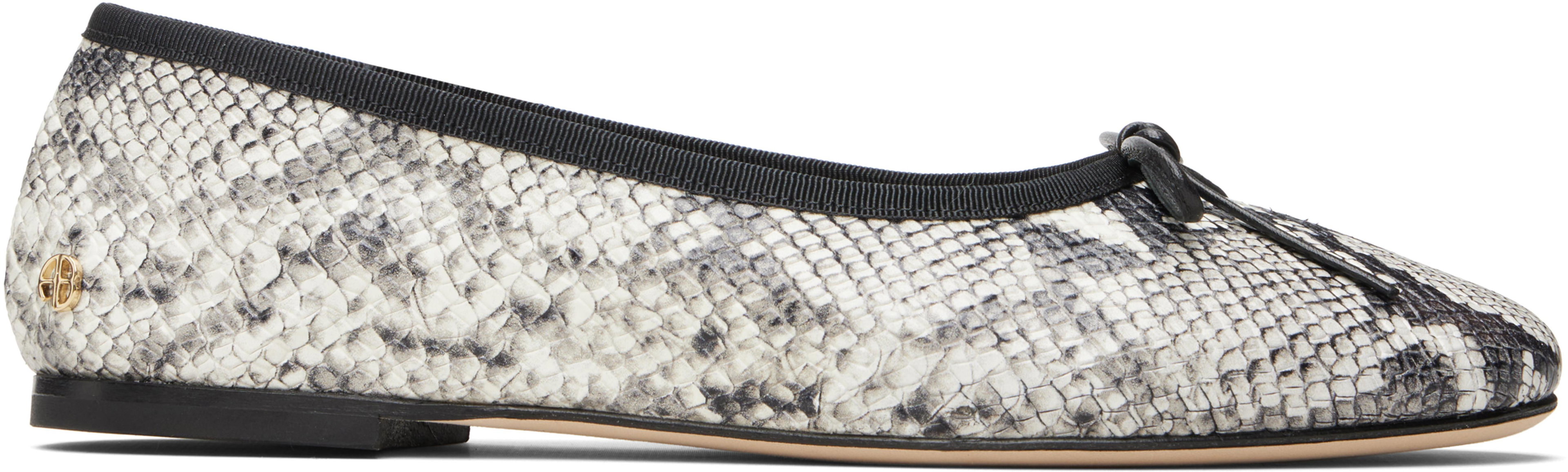 White & Black Jamie Ballerina Flats by ANINE BING